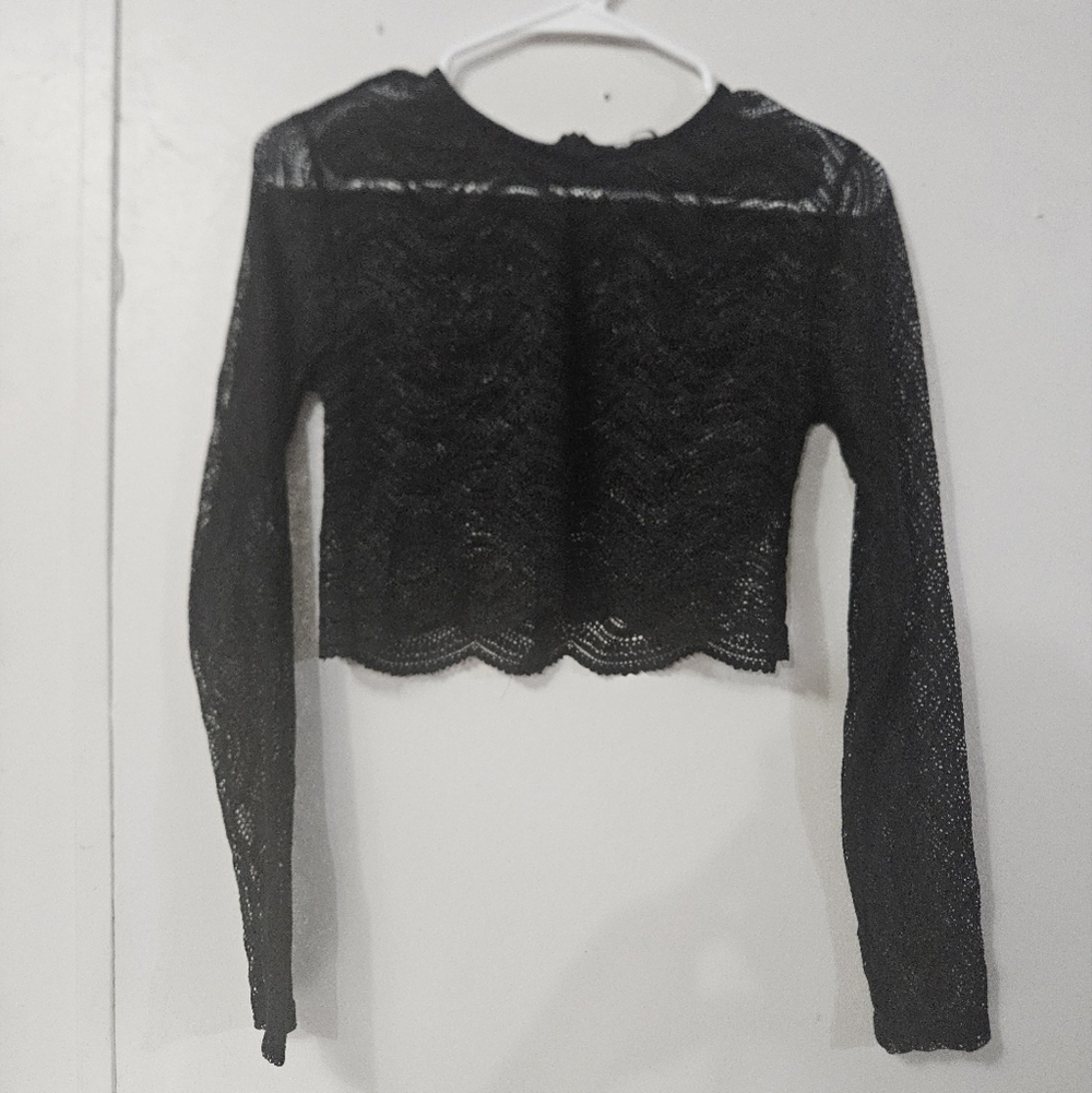 Zara Long Sleeve Lace Crop Top!